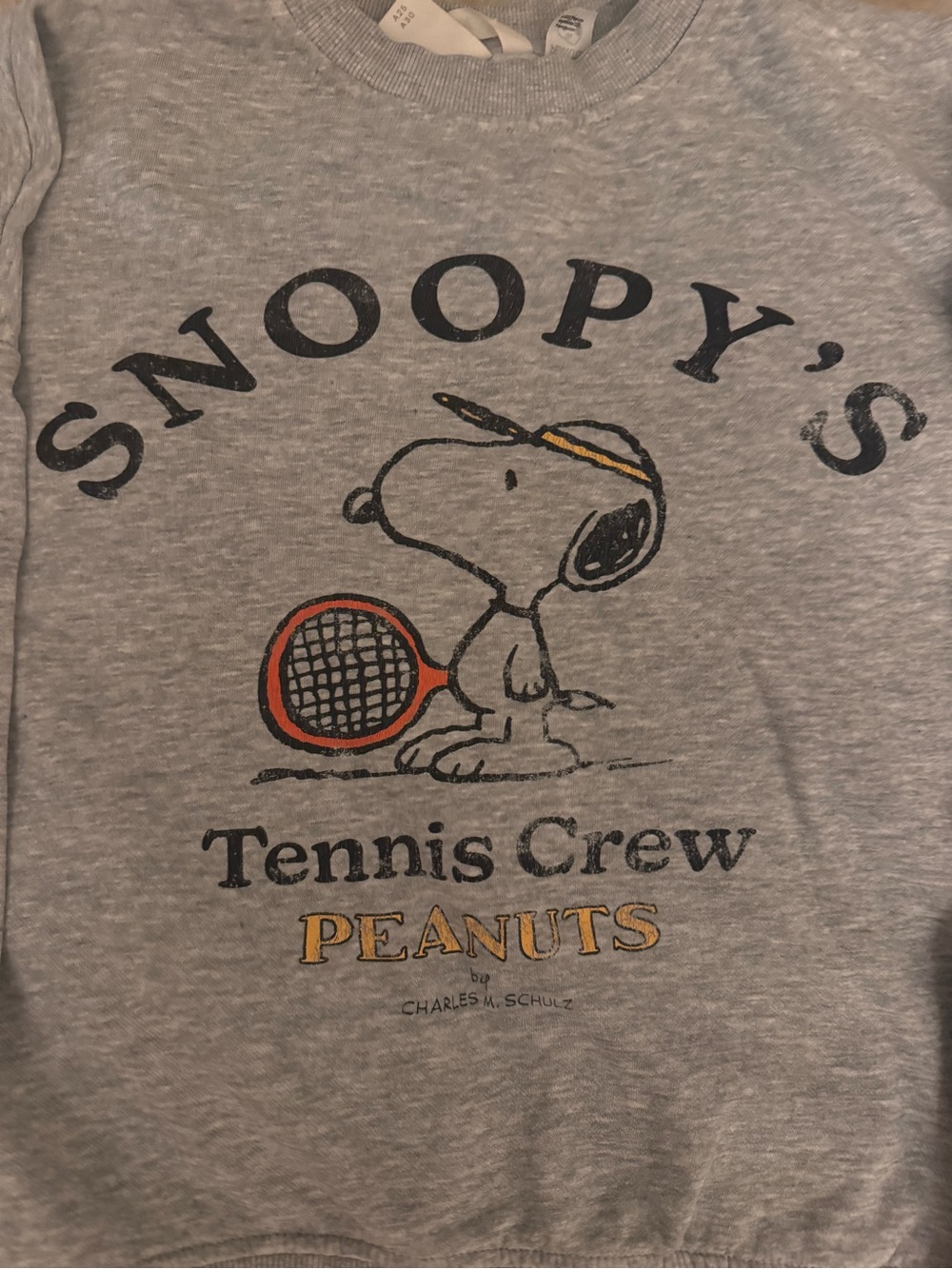 Peanuts Gray Crewneck Sweatshirt with Snoopy Tag
